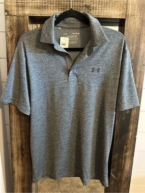 Under Armour Playoff Polo Shirt Light Teal Heather Golf Performance Men Medium